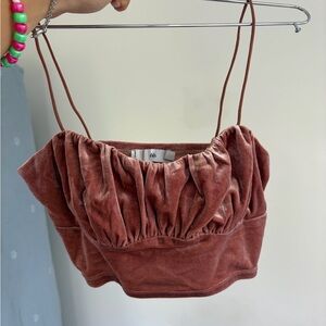 Adika Velvet Ruched Camisole in Rust